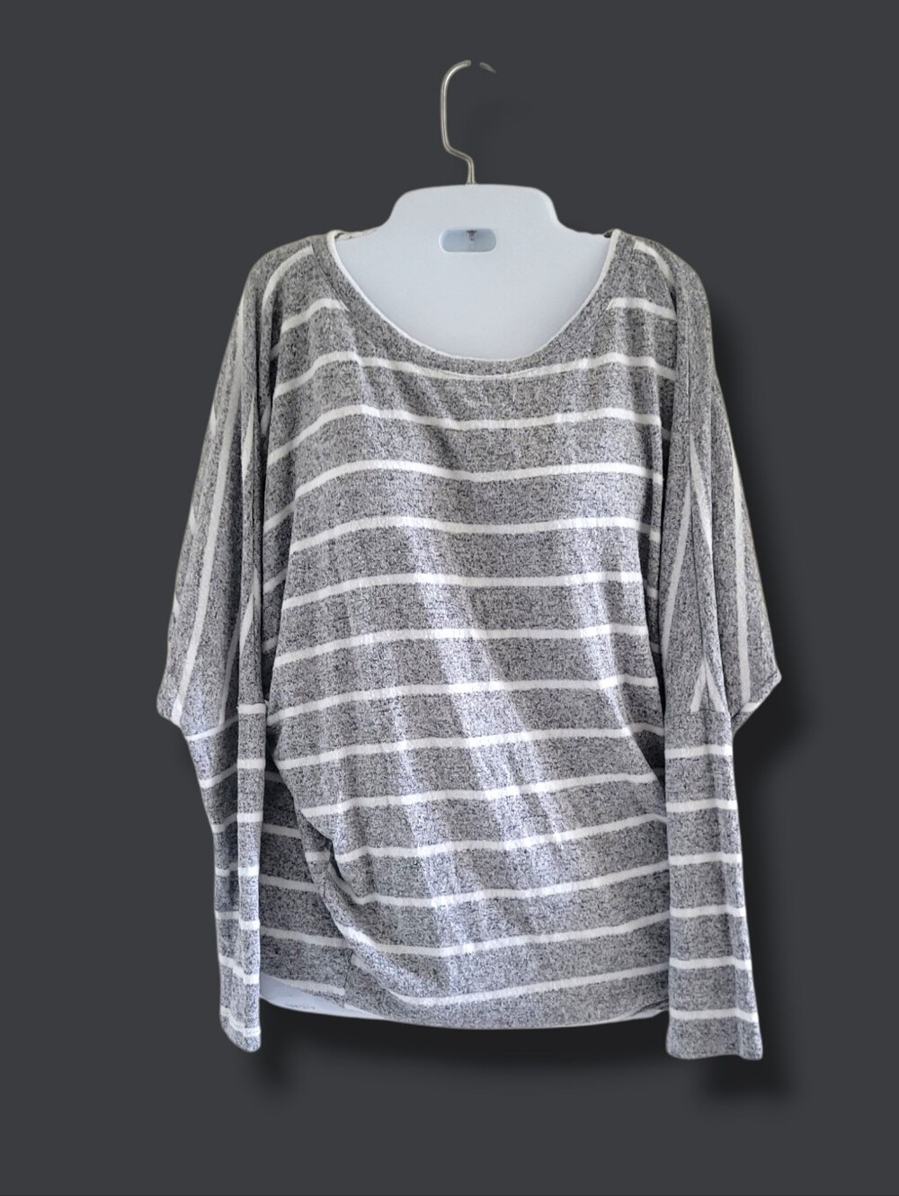 Wantable | Gray/White Stripe Long Sleeve Dolman Sweater (SIZE M)